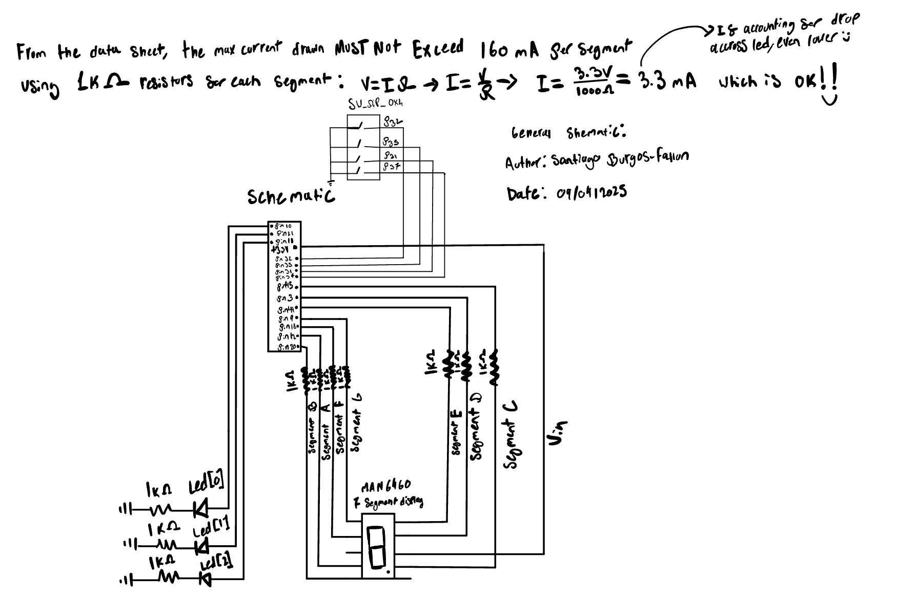 7-segment wiring and LED current calc.
